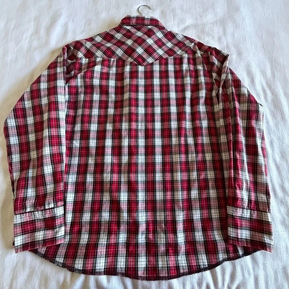Wrangler Shirt Mens XL Plaid Western Pearl Snap Long Sleeve Equestrian Cowboy